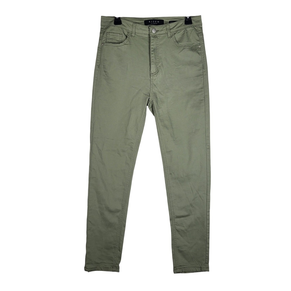 Risen Jeans Women 13 Green High Rise Skinny Stretch Casual NWOT